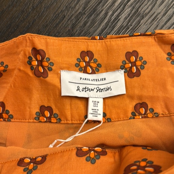 And Other Stories burnt orange floral linen skirt - Picture 4 of 5